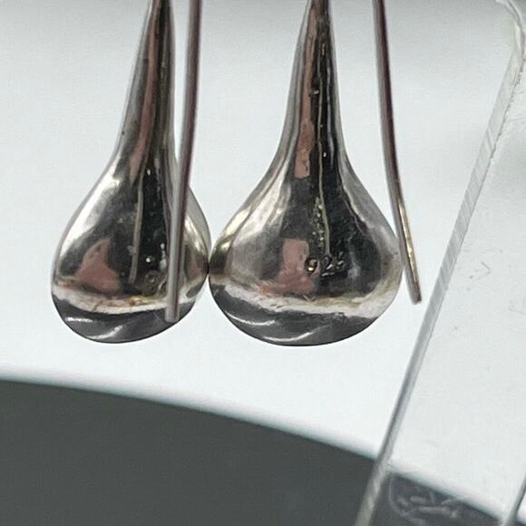 Sterling Silver Vintage Pear-shaped TearDrop Raindrop Dangle 925 Earrings - Picture 8 of 11